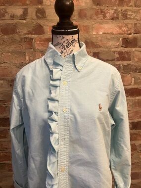 Ralph Lauren Ruffle Button-Down Shirt with raw hem